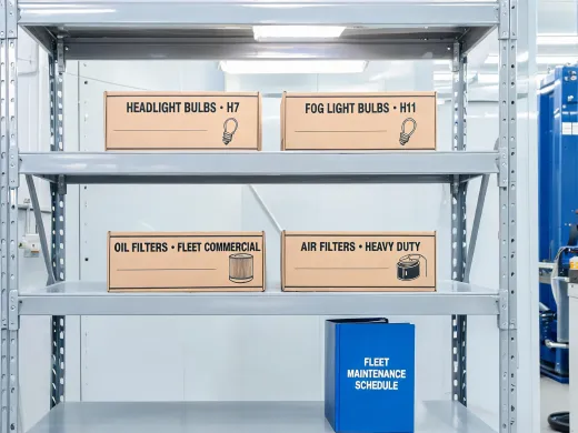 Fleet maintenance program parts shelf
